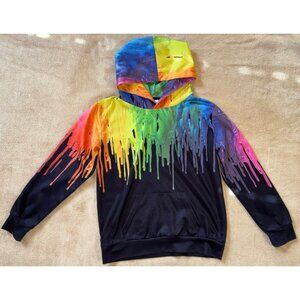 Funnycokid Hoodie Colorful Dripping Paint Graphics Kidcore Unisex Pullover L .q